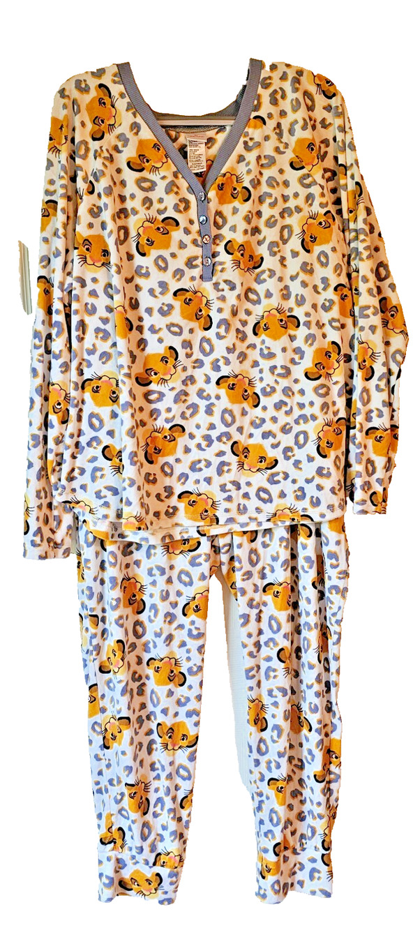 Disney Lion King Simba Pajama Set Womens 2X 18W-20W Fleece Sleepwear PJs